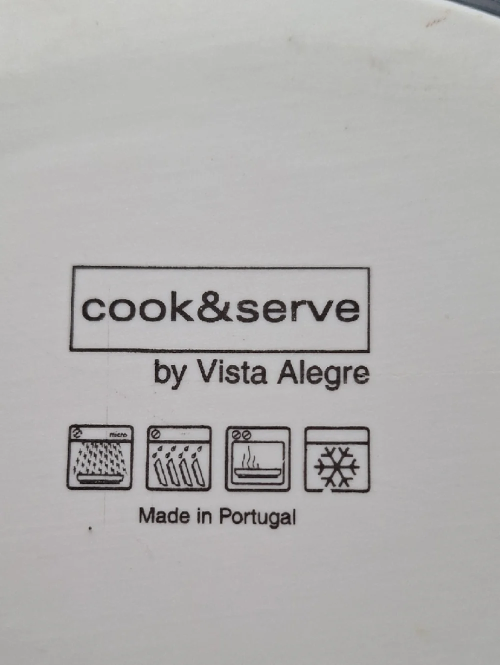 Vista Alegre White Ceramic Cook & Serve Plate with Black Logo